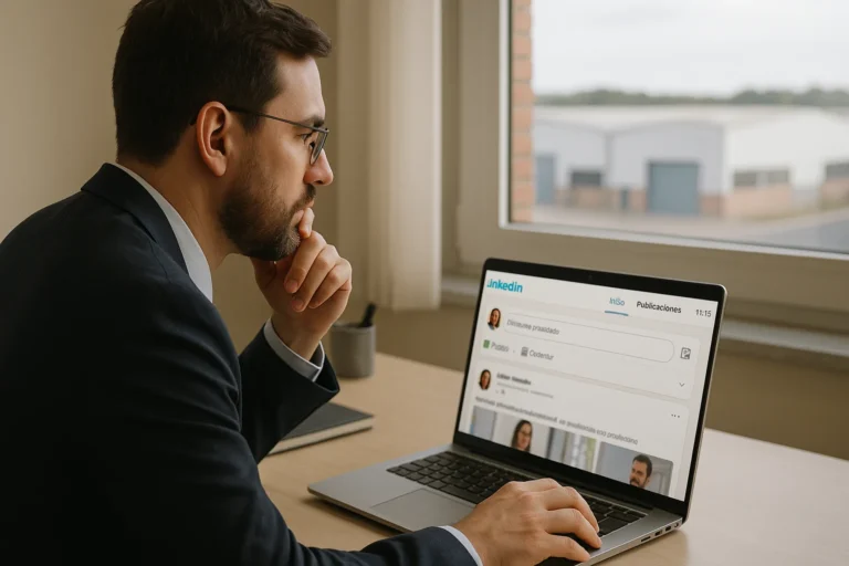 Profesional mirando Linkedin