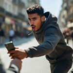 Ladrón multirreincidente robando un teléfono